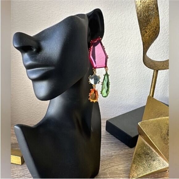 Colorful Geometric Drop Earrings A1327 - Picture 5 of 6